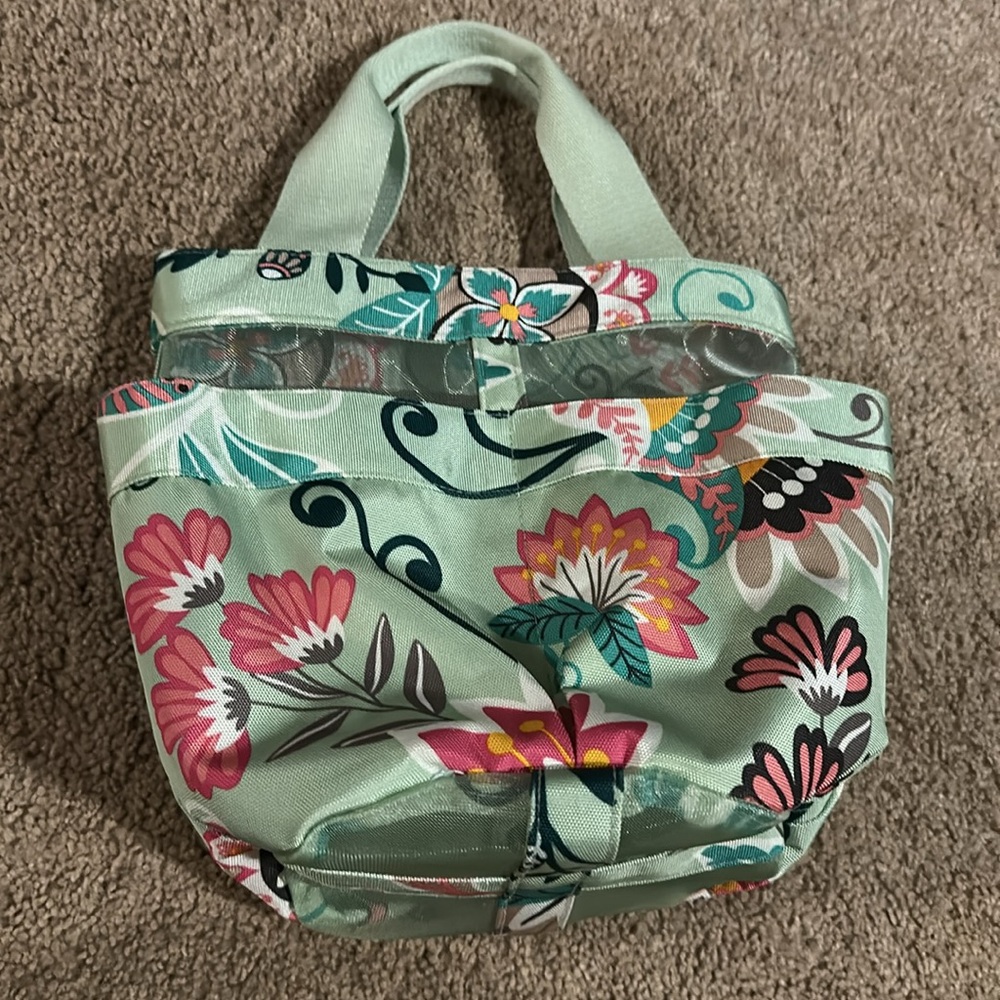 Vera Bradley Women's Shower Caddy Mint Flowers - Picture 3 of 5